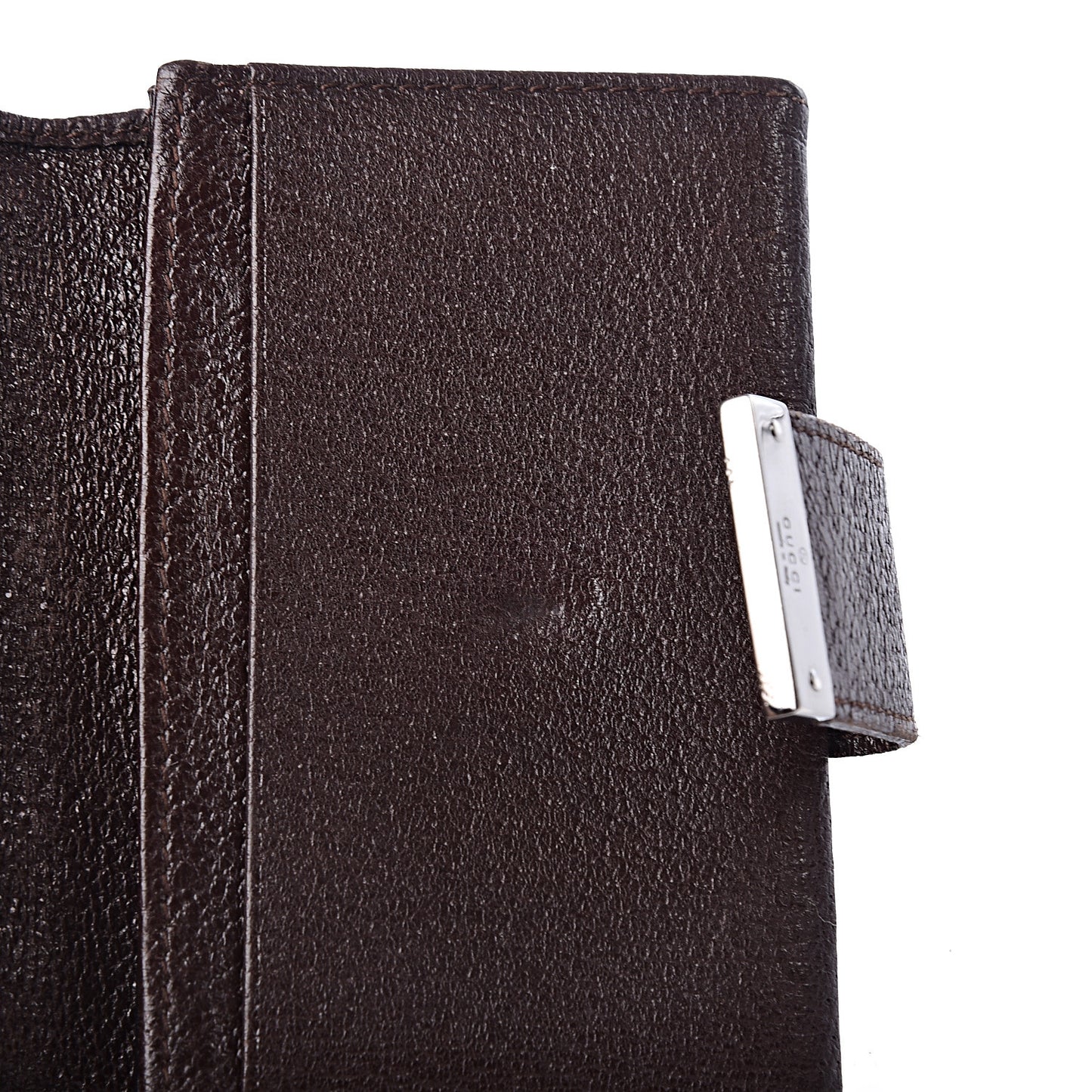 Monogram Metal Bar Compact Flap Wallet Dark Brown