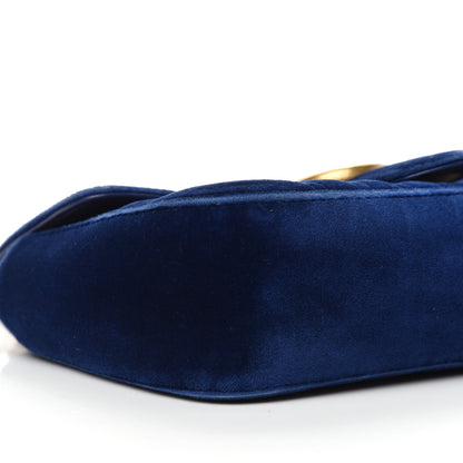 Gucci Velvet Matelasse Mini GG Marmont Shoulder Bag Cobalt Blue 9 of 10