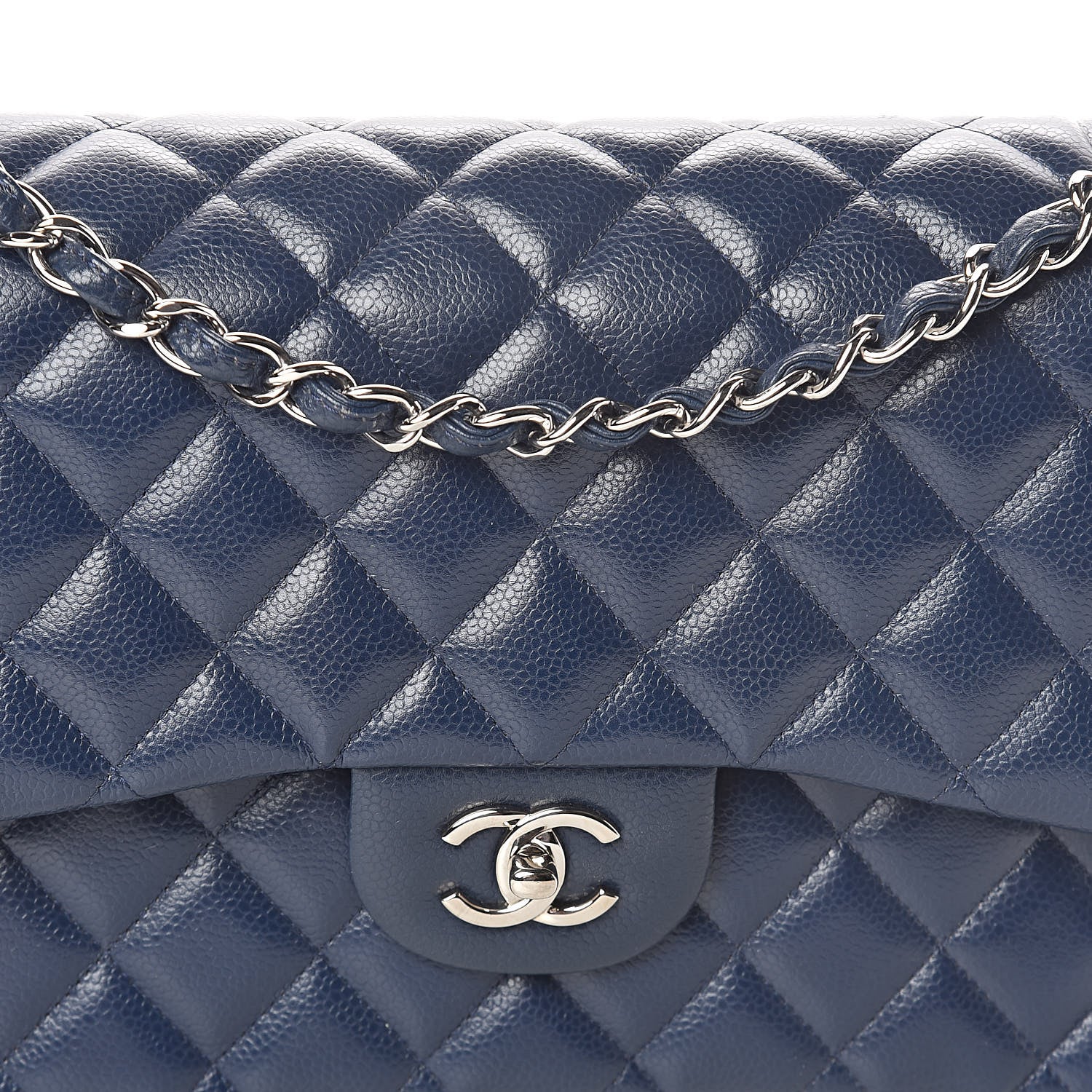 Chanel Caviar Quilted Jumbo Double Flap Navy 8 of 12