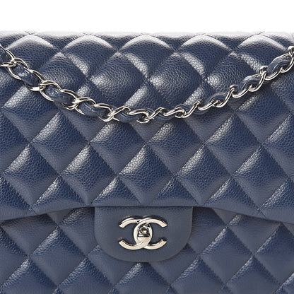 Chanel Caviar Quilted Jumbo Double Flap Navy 8 of 12