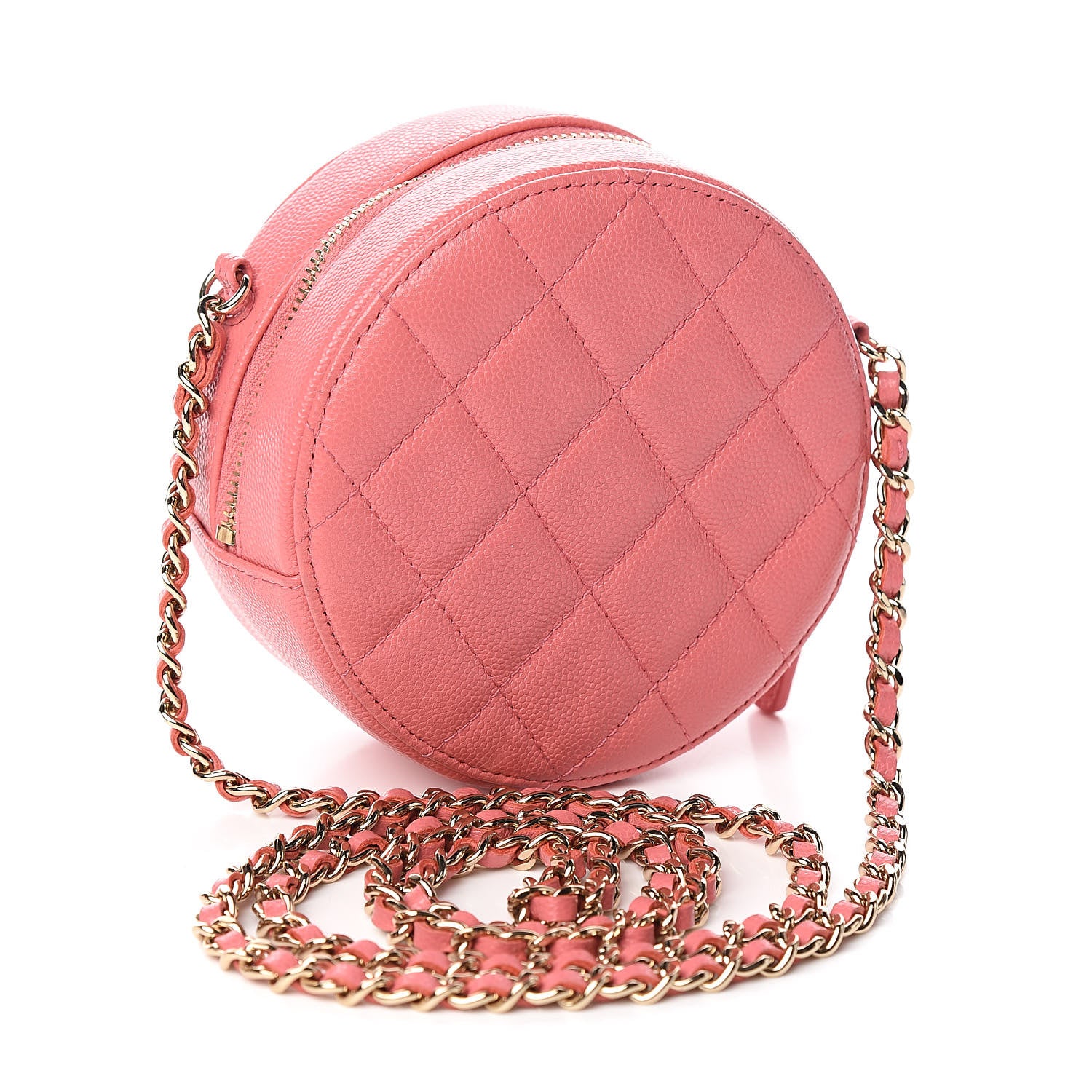 Chanel Caviar Quilted Round Clutch With Chain Pink 3 of 10