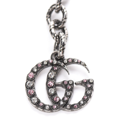 Gucci Crystal Embellished Necklace Pink Aged Silver 5 of 5