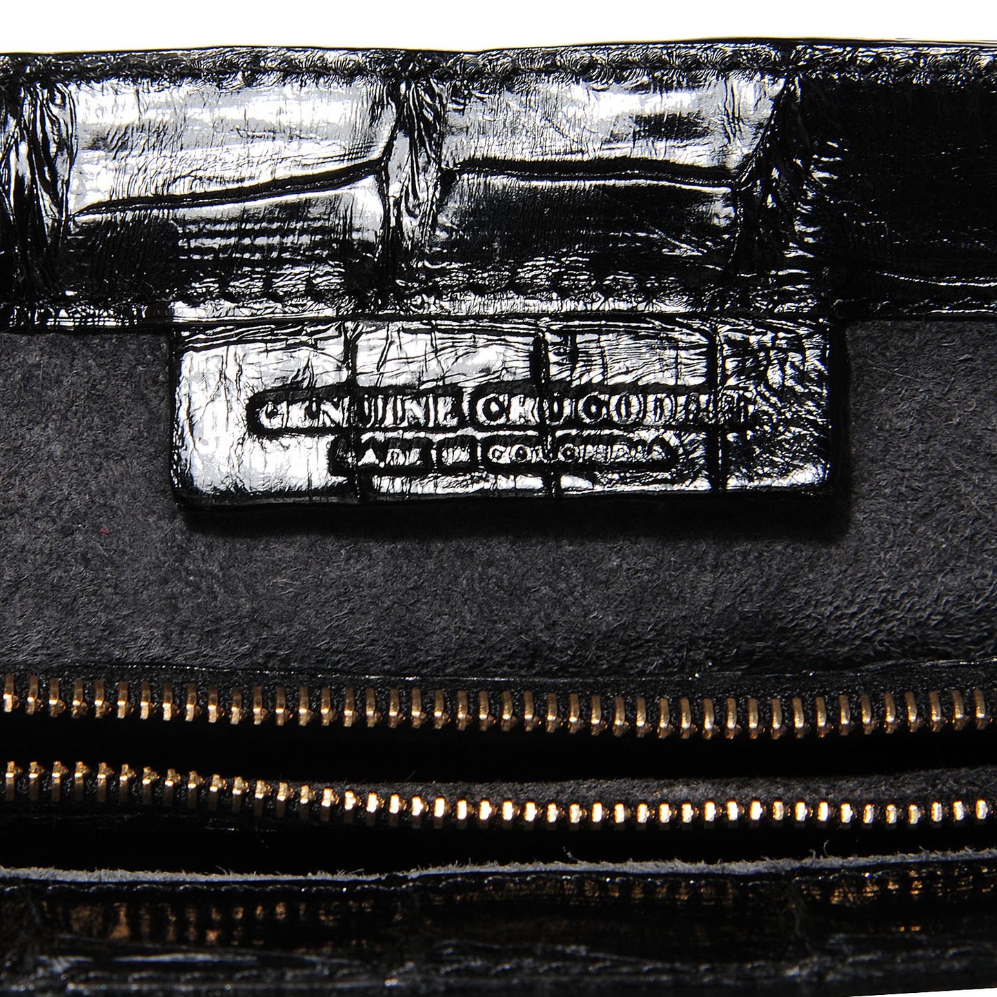 Glossy Crocodile Gotham Flap Clutch Black Shine