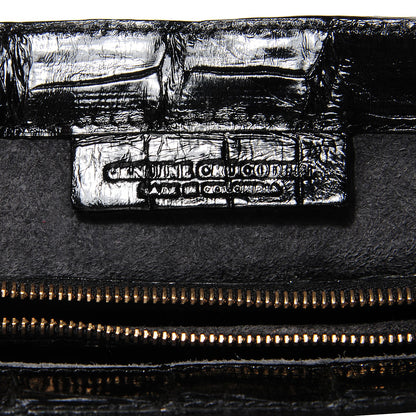 Nancy Gonzalez Glossy Crocodile Gotham Flap Clutch Black Shine 6 of 7