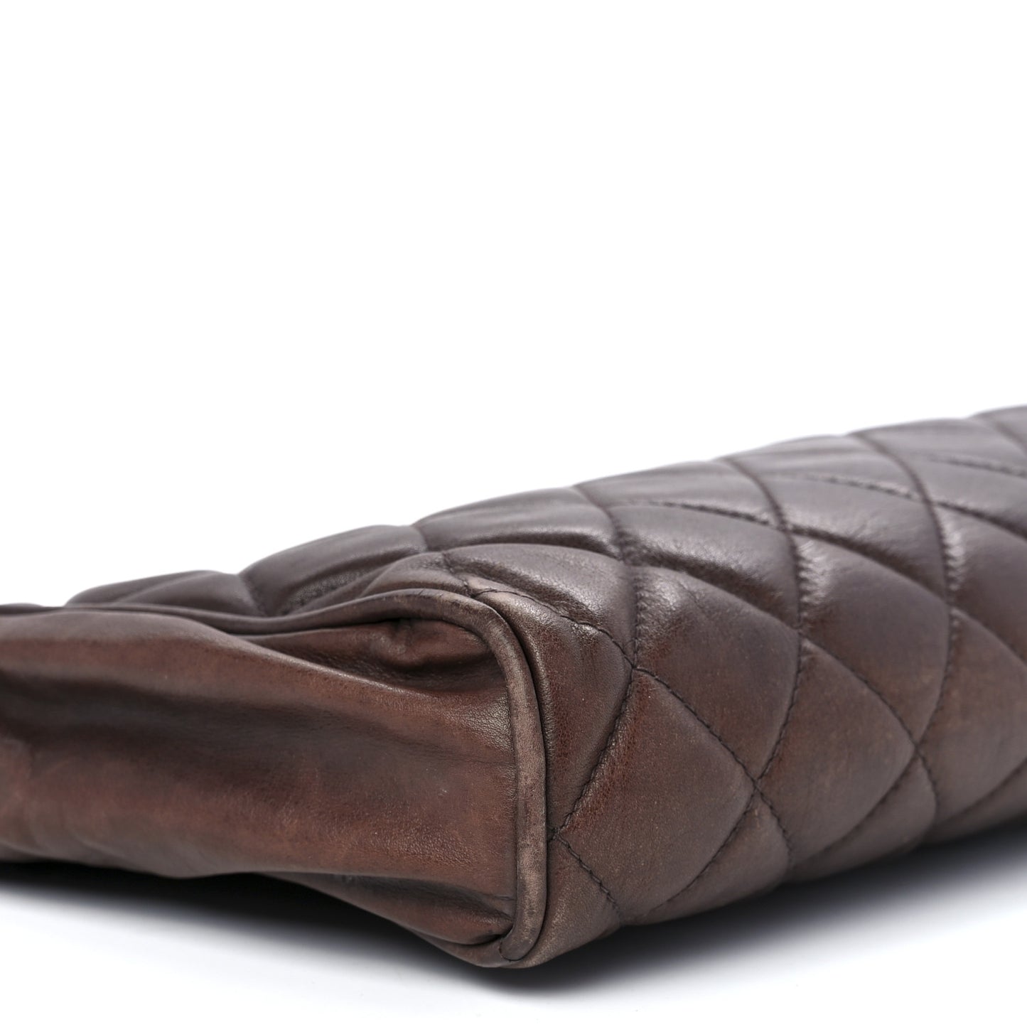 Lambskin Quilted Cosmetic Case Brown