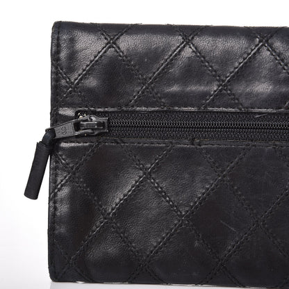 Chanel Lambskin Diamond Stitched Envelope Long Flap Wallet Black 9 of 13