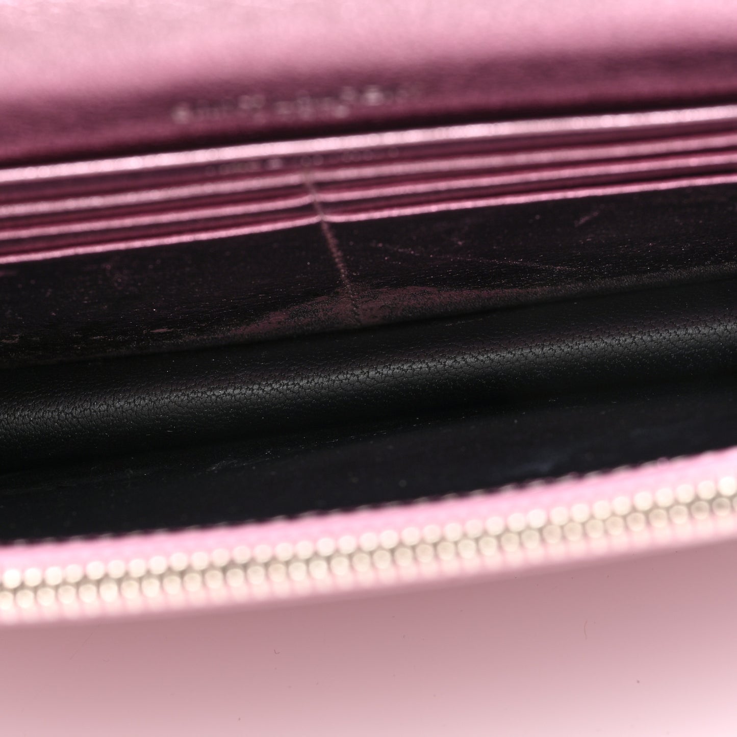 Metallic Calfskin Monogram Envelope Chain Wallet Pink