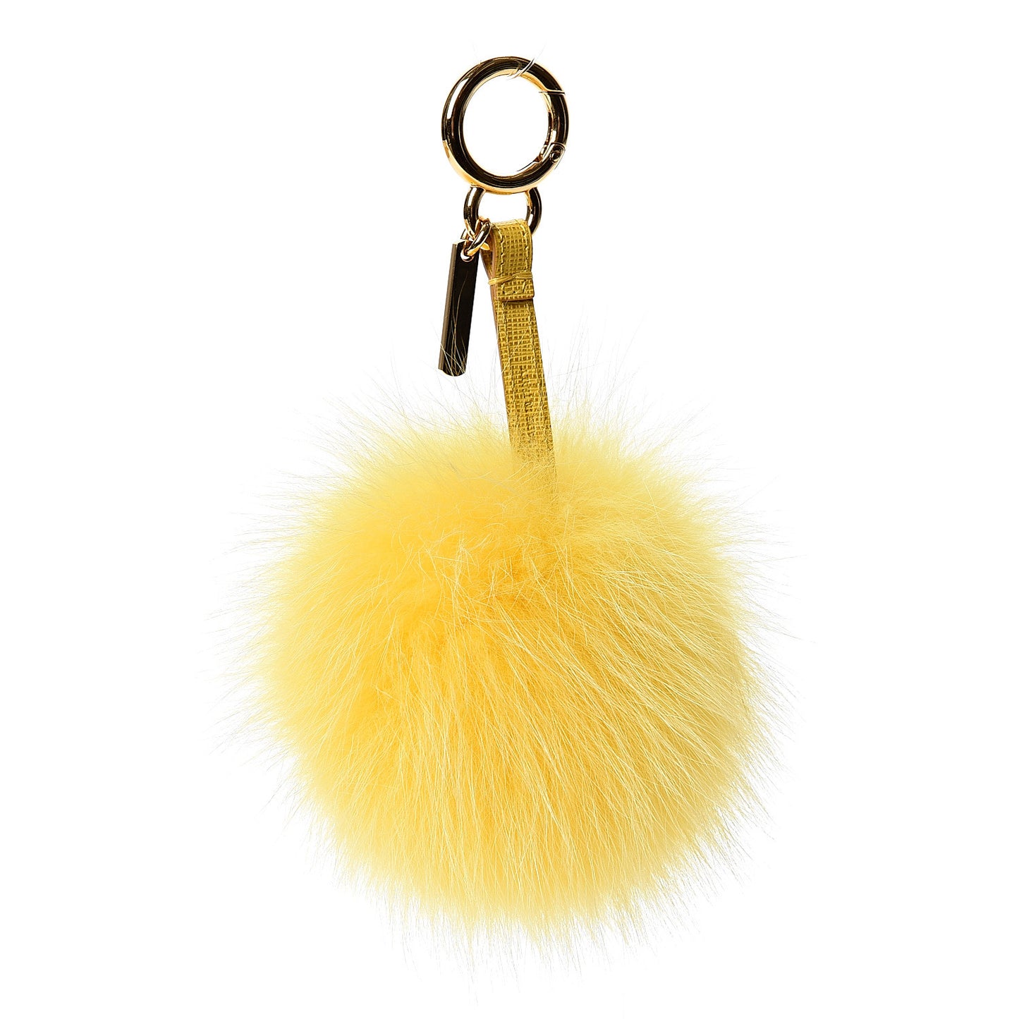 Fox Fur Pom Pom Bag Charm Yellow