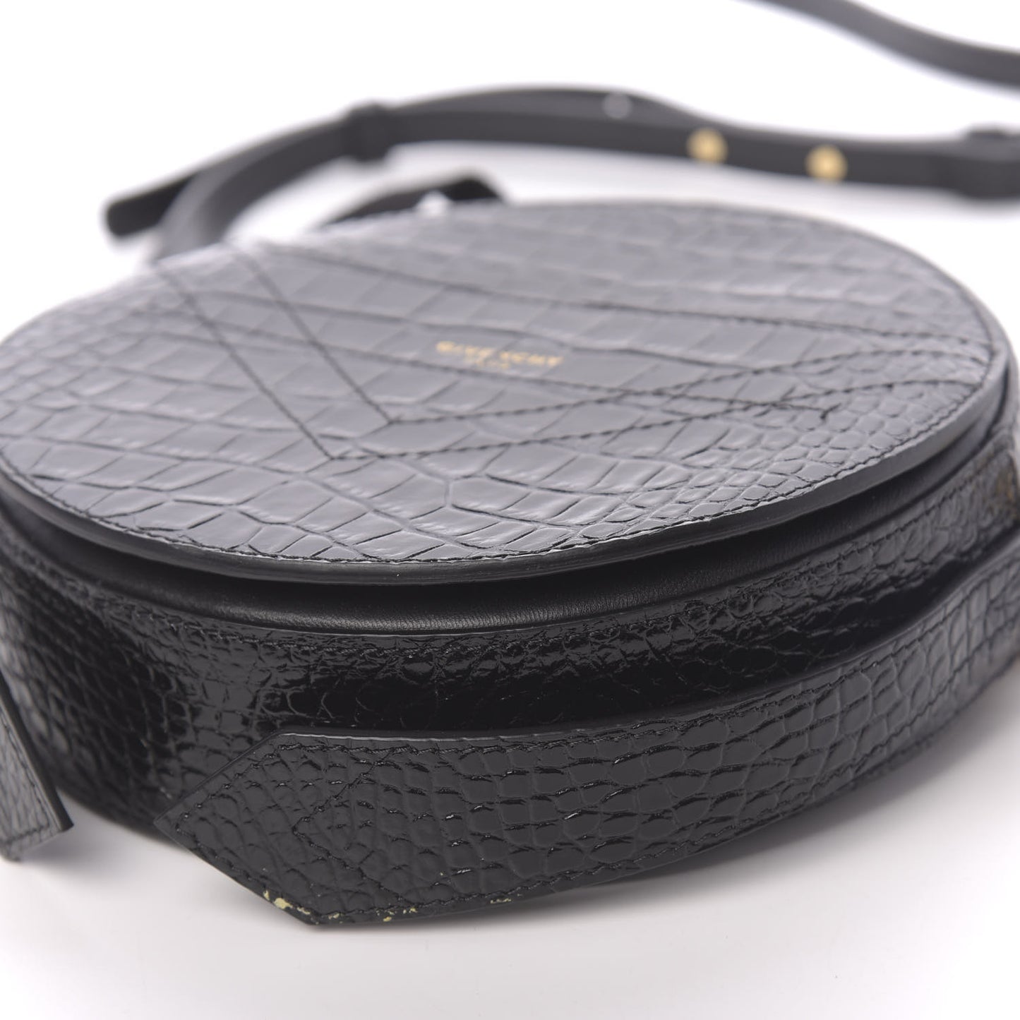 Calfskin Crocodile Embossed Eden Round Black