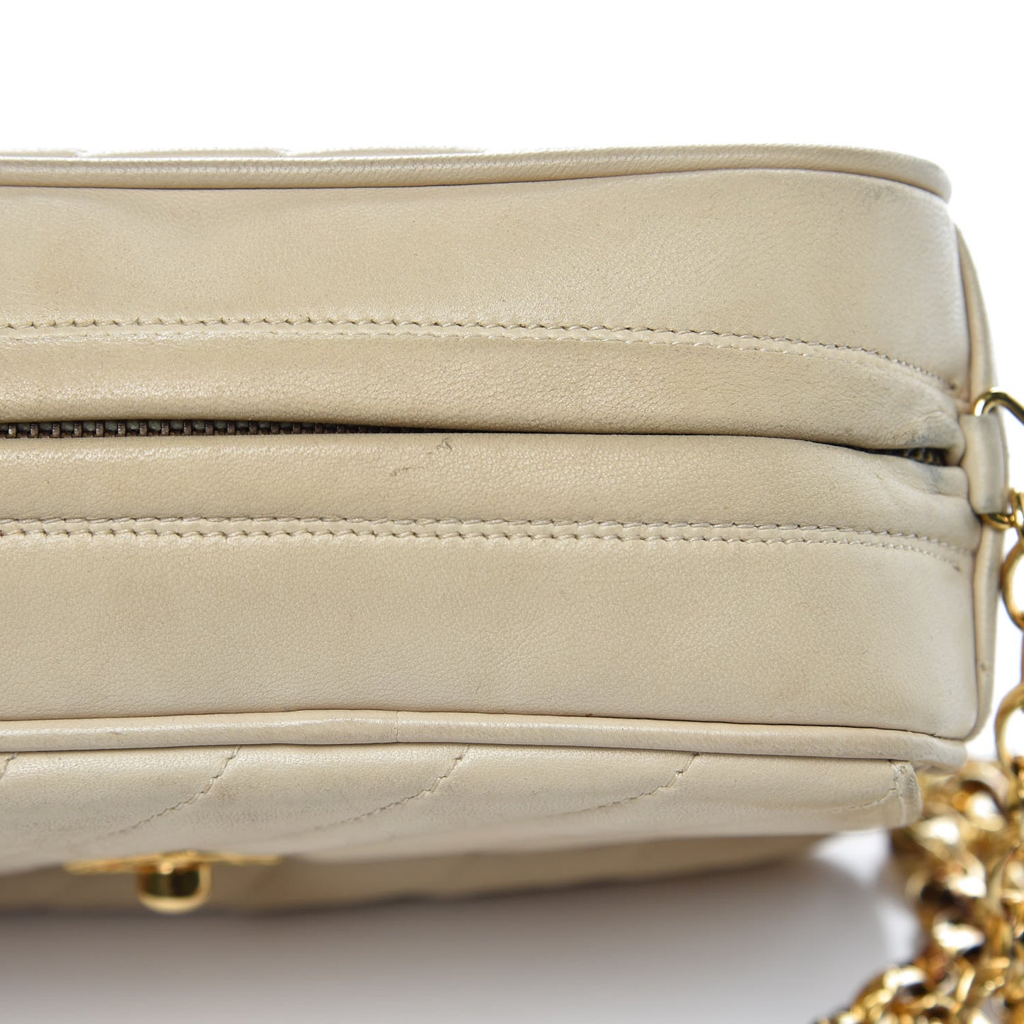 Lambskin Diagonal Quilted Tassel Camera Bag Light Beige