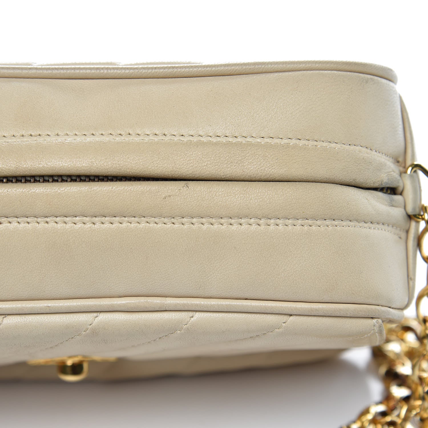 Chanel Lambskin Diagonal Quilted Tassel Camera Bag Light Beige 19 of 19