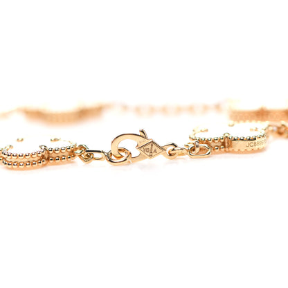 Van Cleef & Arpels 18K Yellow Gold Mother of Pearl 5 Motifs Vintage Alhambra Bracelet 3 of 5