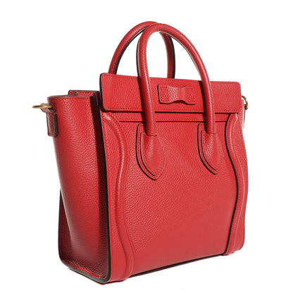 Celine Drummed Calfskin Nano Luggage Coquelicot 2 of 9