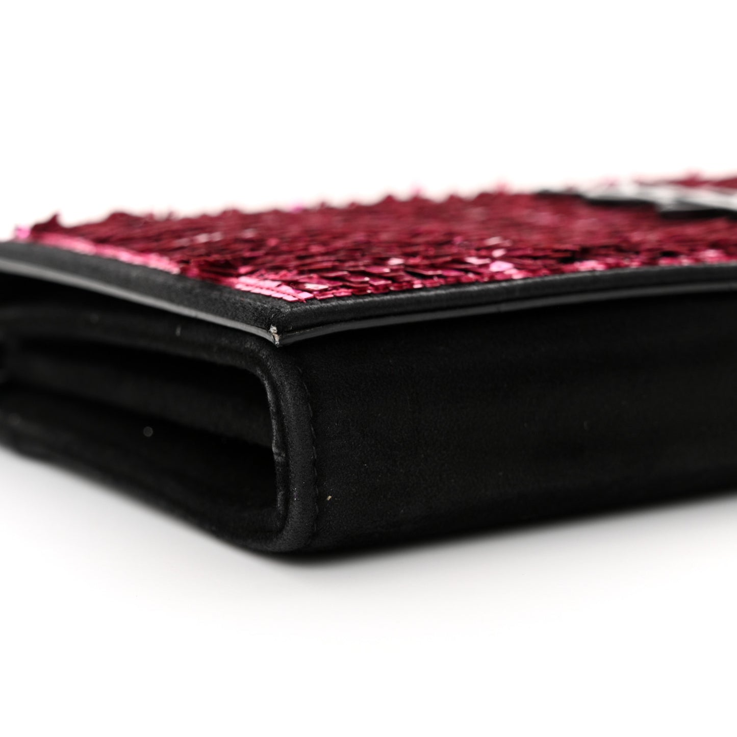 Paillette Suede Monogram Kate Chain Wallet Pink Black