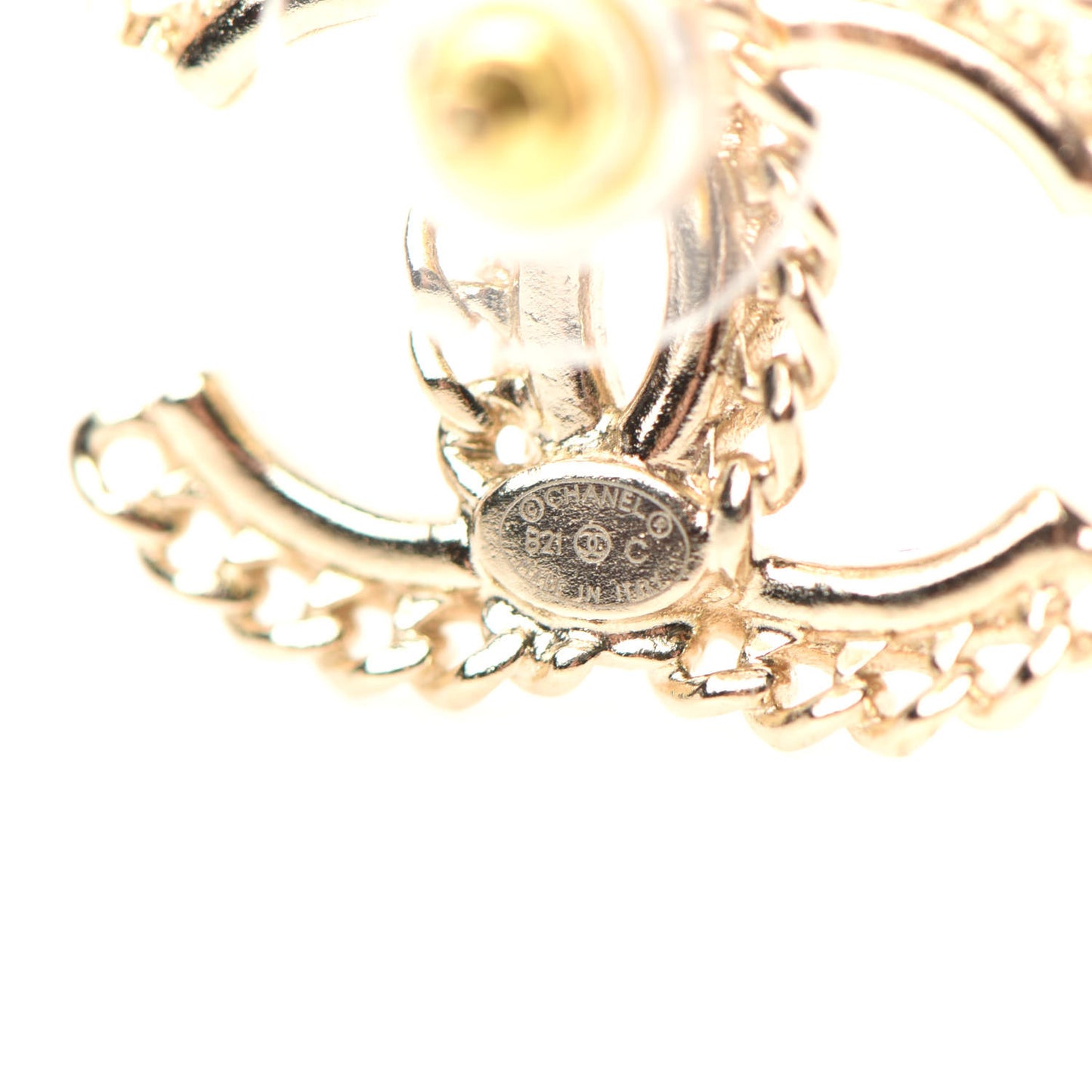 Crystal Chain CC Earrings Gold