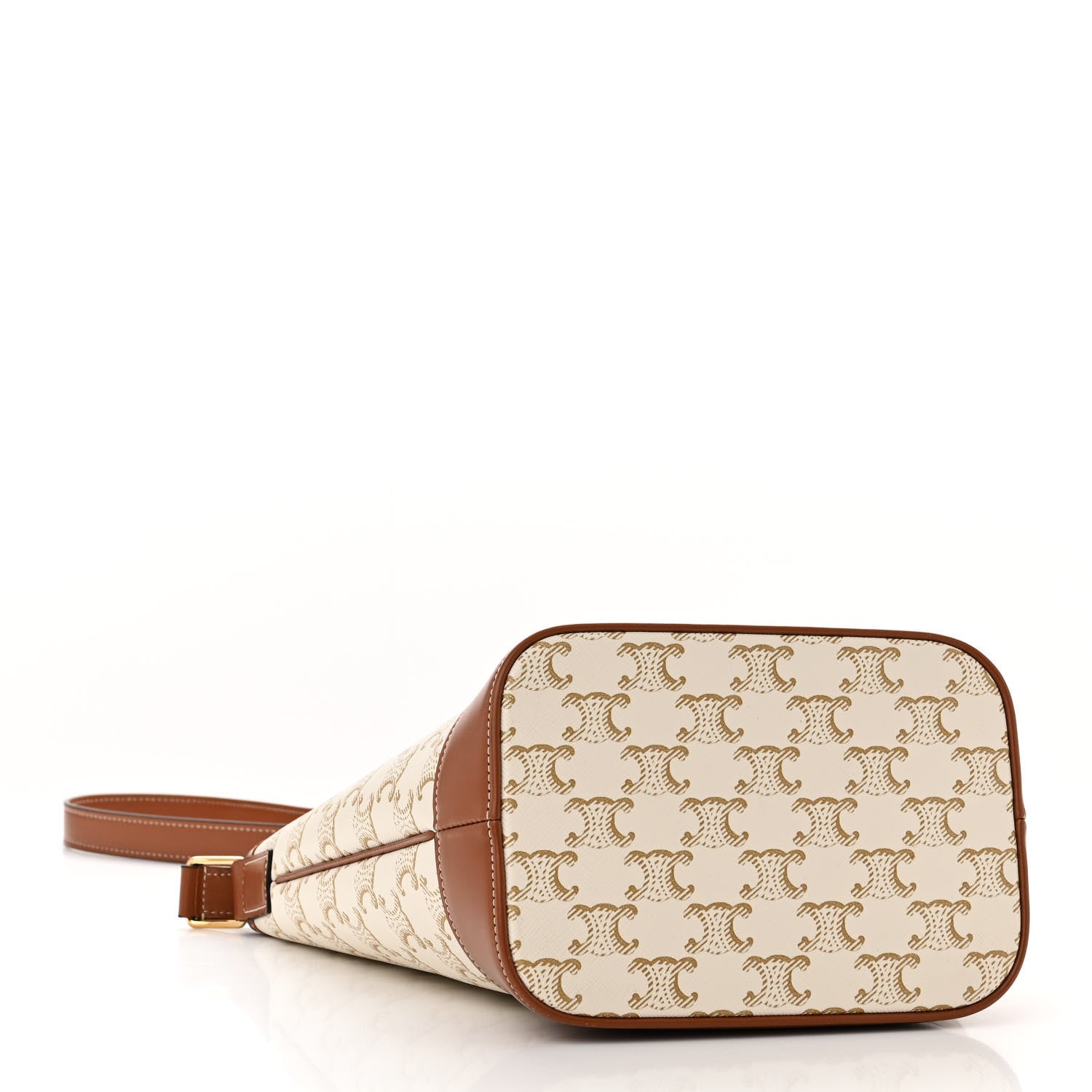 Celine Triomphe Canvas Calfskin Small Bucket Bag White 4 of 11