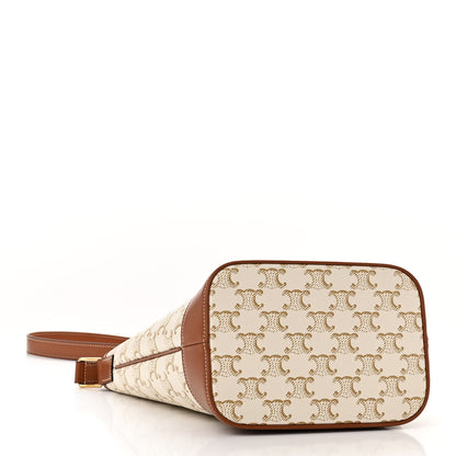 Celine Triomphe Canvas Calfskin Small Bucket Bag White 4 of 11