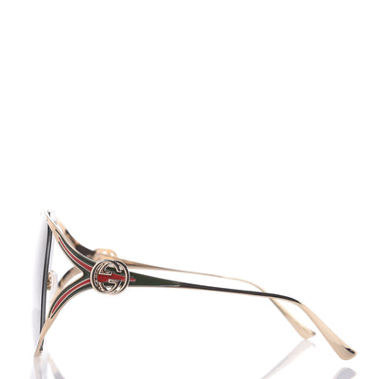 Gucci Metal Oversized Round Frame GG0225S Sunglasses Gold 2 of 8