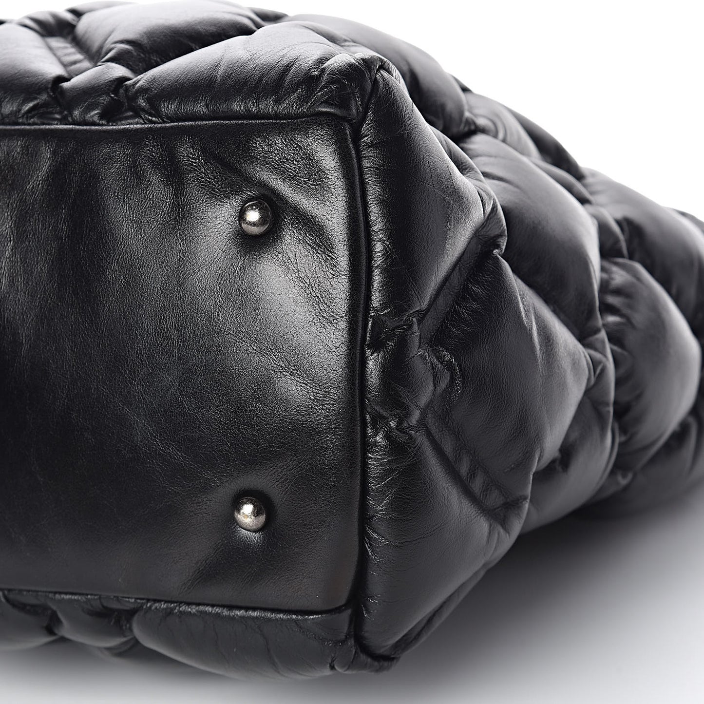 Calfskin Quilted Large Chesterfield Tote Black