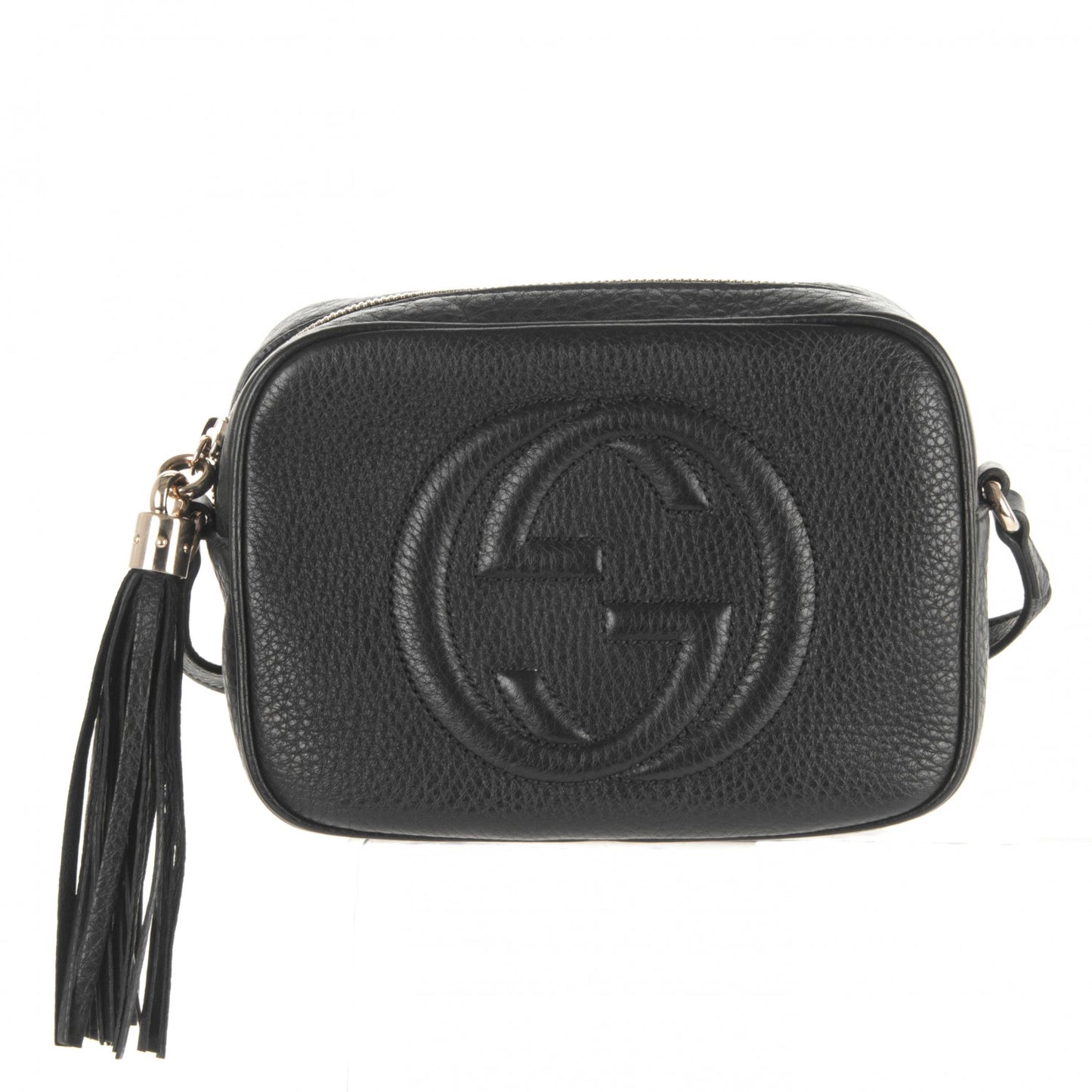 Pebbled Calfskin Small Soho Disco Bag Black
