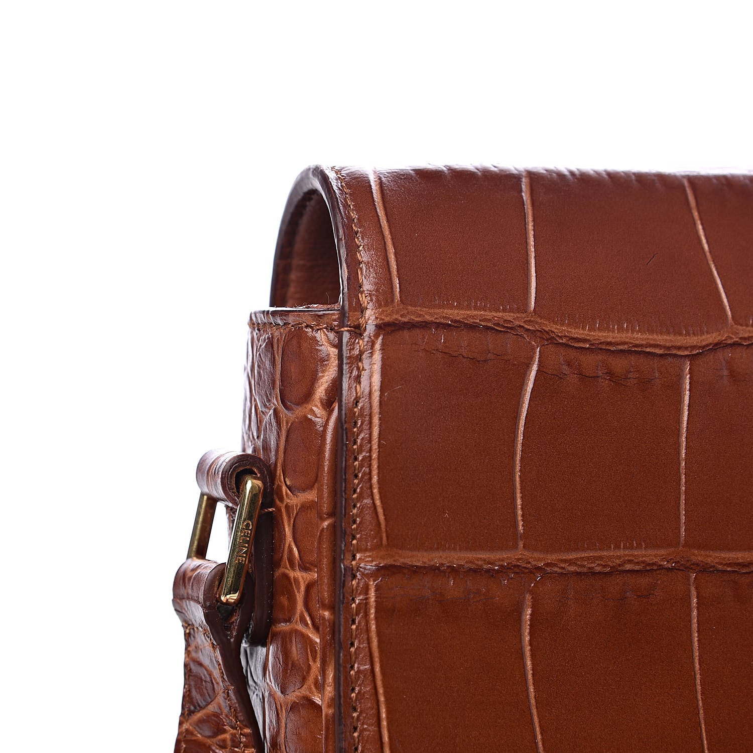 Celine Calfskin Crocodile Embossed Medium Tassel Bag Tan 10 of 12