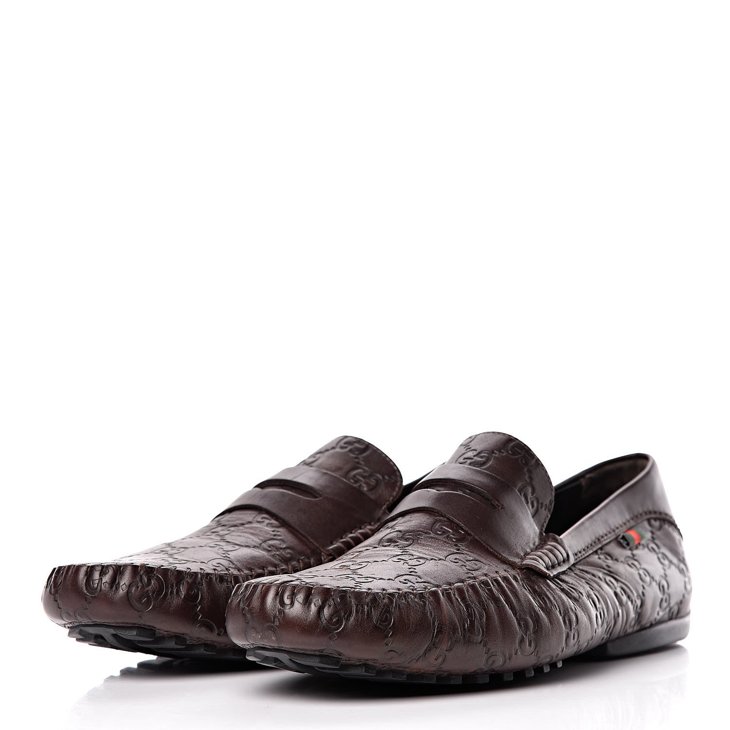Gucci Guccissima Mens Penny Driver Loafers 9 Chocolate 3 of 12