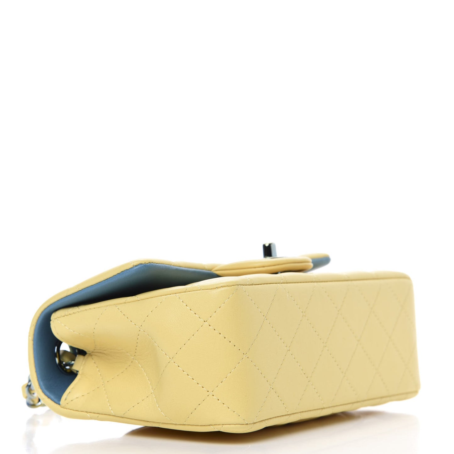 Lambskin Quilted Mini Rectangular Flap Yellow Blue