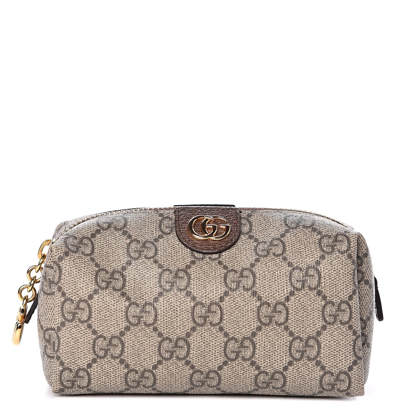 Soft GG Supreme Monogram Calfskin Small Ophidia Cosmetic Case Beige Ebony New Acero