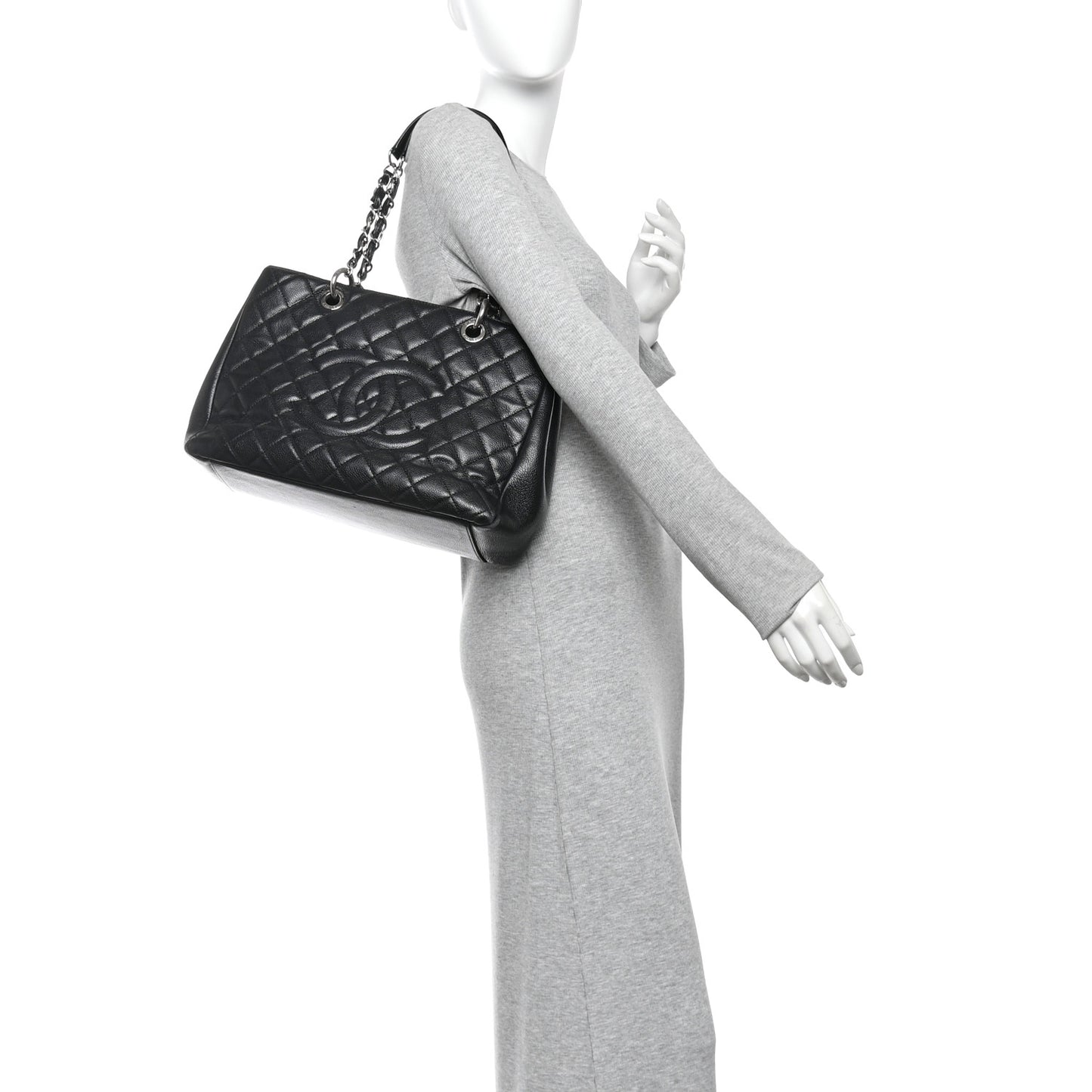 Caviar Quilted Grand Shopping Tote GST Black