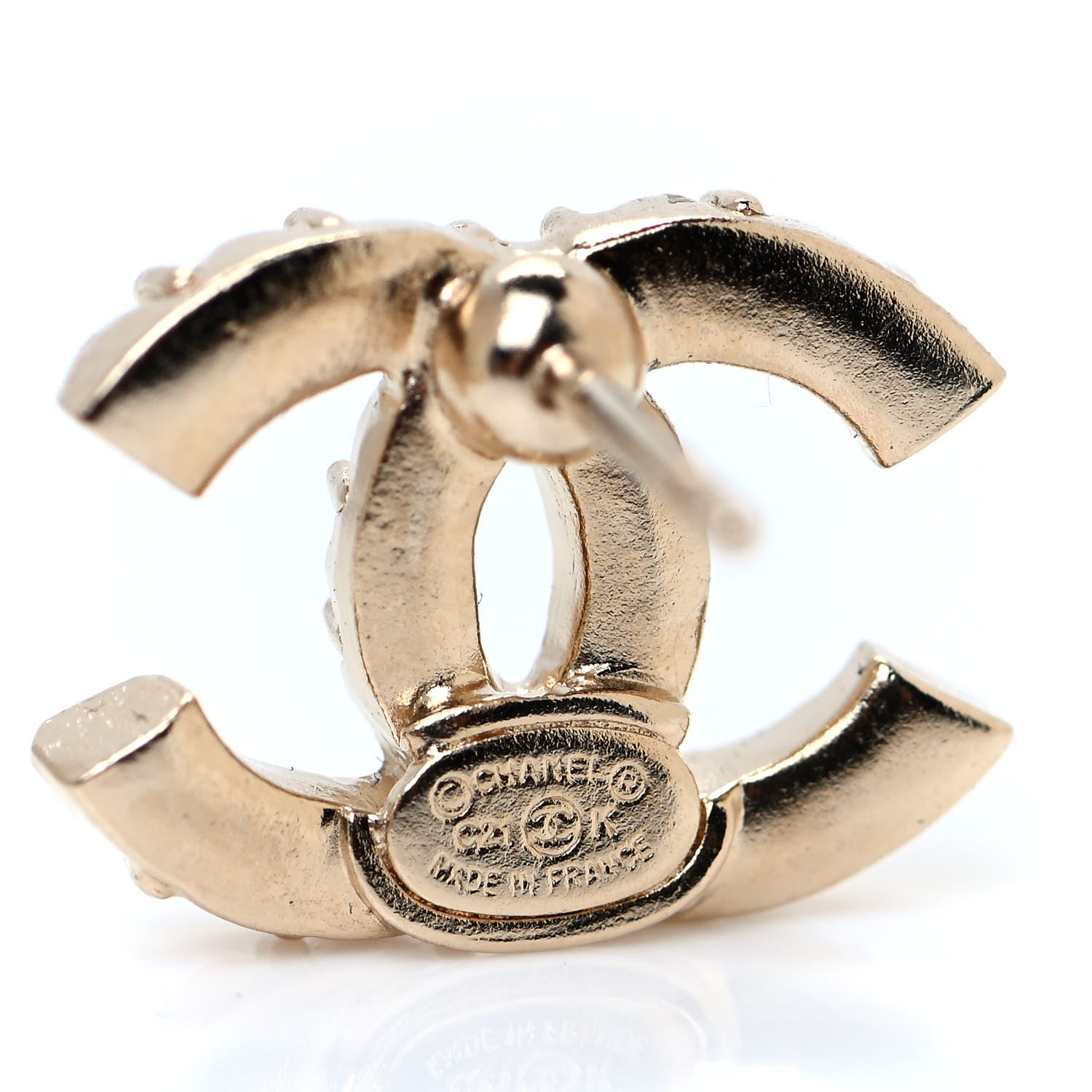 Chanel Crystal CC Earrings Gold 4 of 4