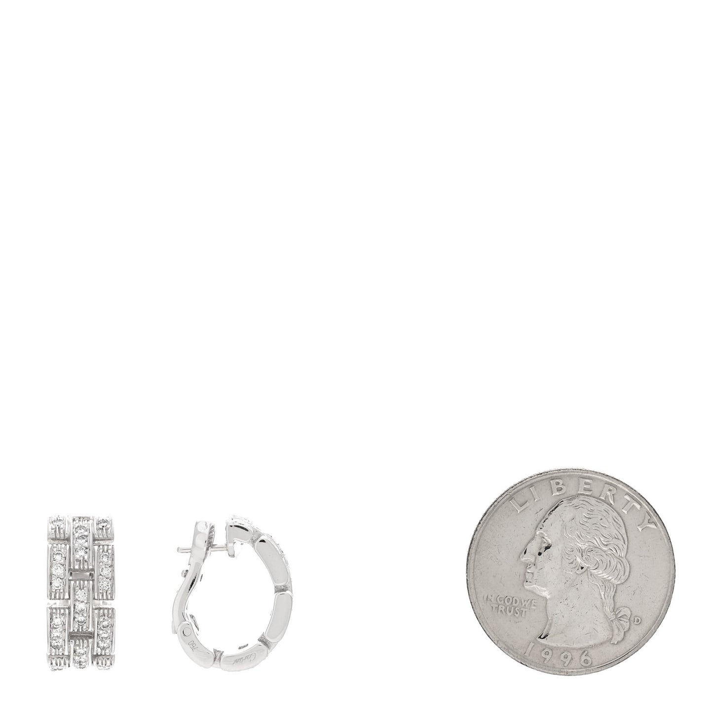 18K White Gold Diamond Panthere Maillon 3 Row Paved Earrings