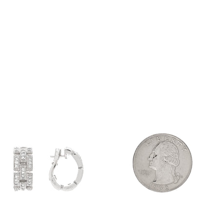 Cartier 18K White Gold Diamond Panthere Maillon 3 Row Paved Earrings 2 of 5