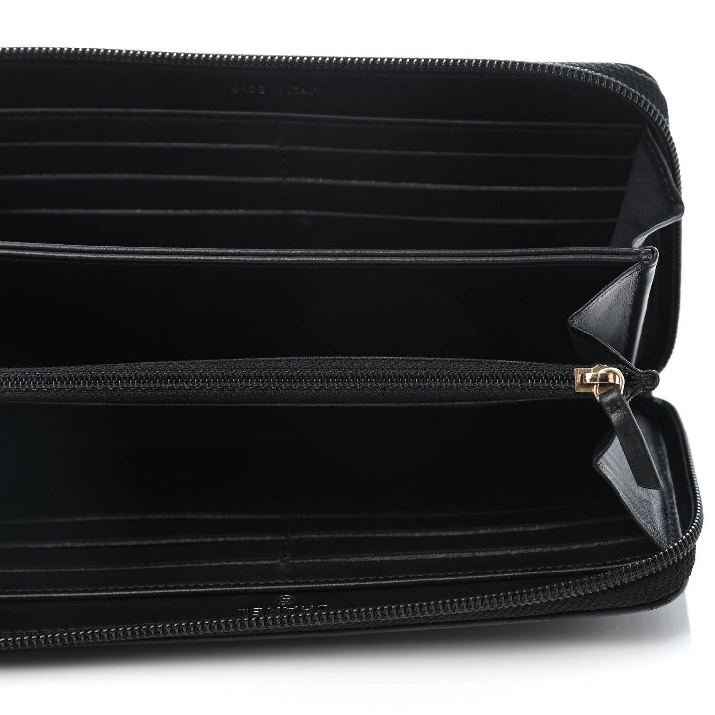 Lambskin Quilted Boy Zip Around Wallet Black