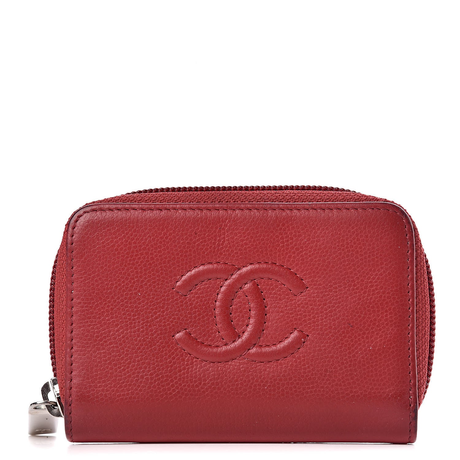 Chanel Caviar Timeless CC Zip Around Coin Purse Red 1 of 9