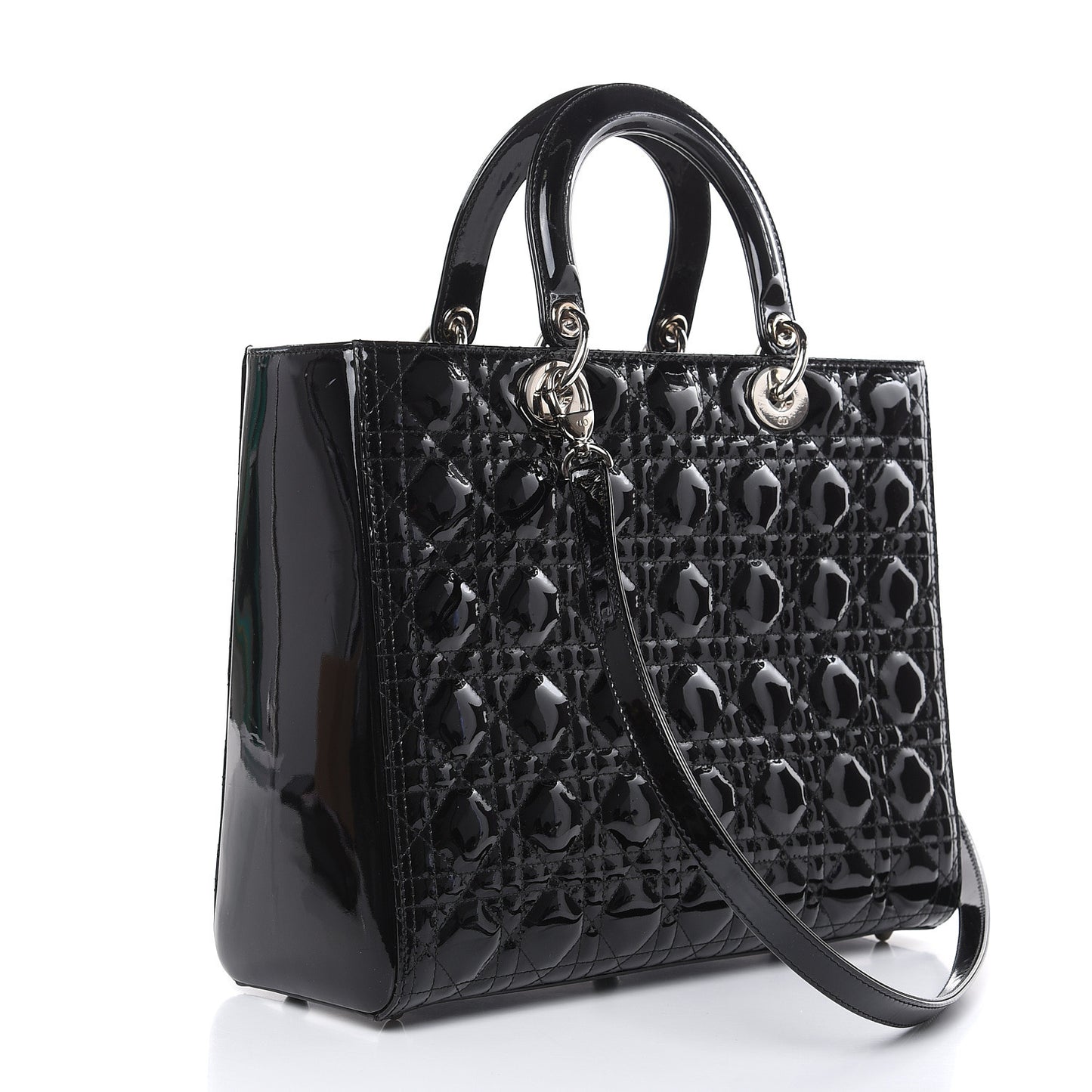 Patent Cannage Large Lady Dior Black
