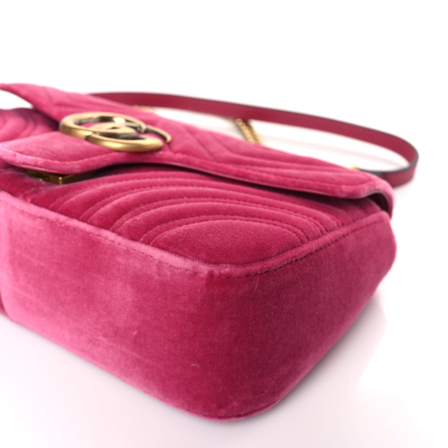 Gucci Velvet Matelasse Small GG Marmont Shoulder Bag Light Raspberry Rose 9 of 9