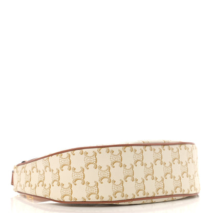 Celine Canvas Calfskin Ava Triomphe Shoulder Bag White 4 of 11