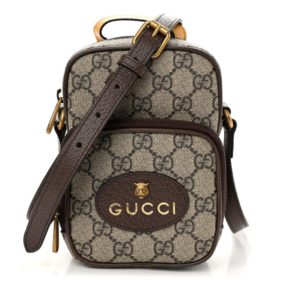 Gucci GG Supreme Monogram Mini Neo Vintage Double Zip Messenger Bag Beige New Acero Crop 1 of 12