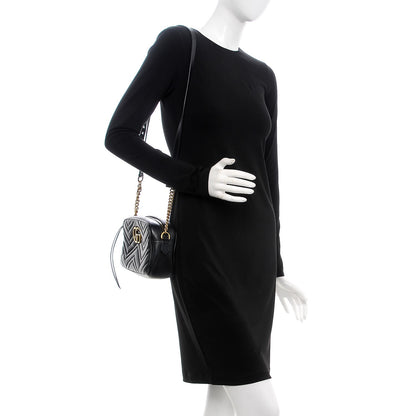 Gucci Calfskin Matelasse Small GG Marmont Chain Shoulder Bag Black 2 of 8