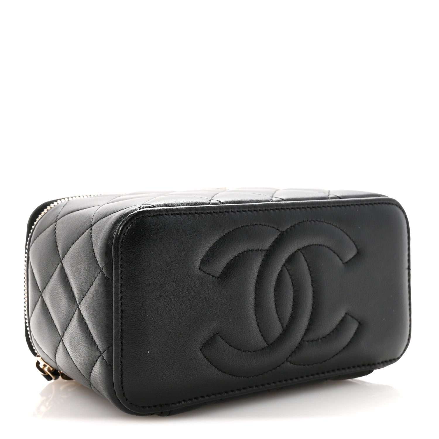 Chanel Lambskin Quilted Small Top Handle Vanity Case With Chain Black 4 of 10