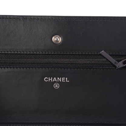 Chanel Patent Goatskin Quilted Paris Dallas Wallet On Chain WOC Black 6 of 9