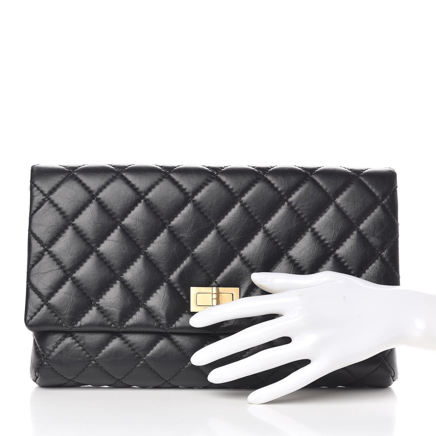 Aged Calfskin Quilted Reissue 2.55 Clutch Black