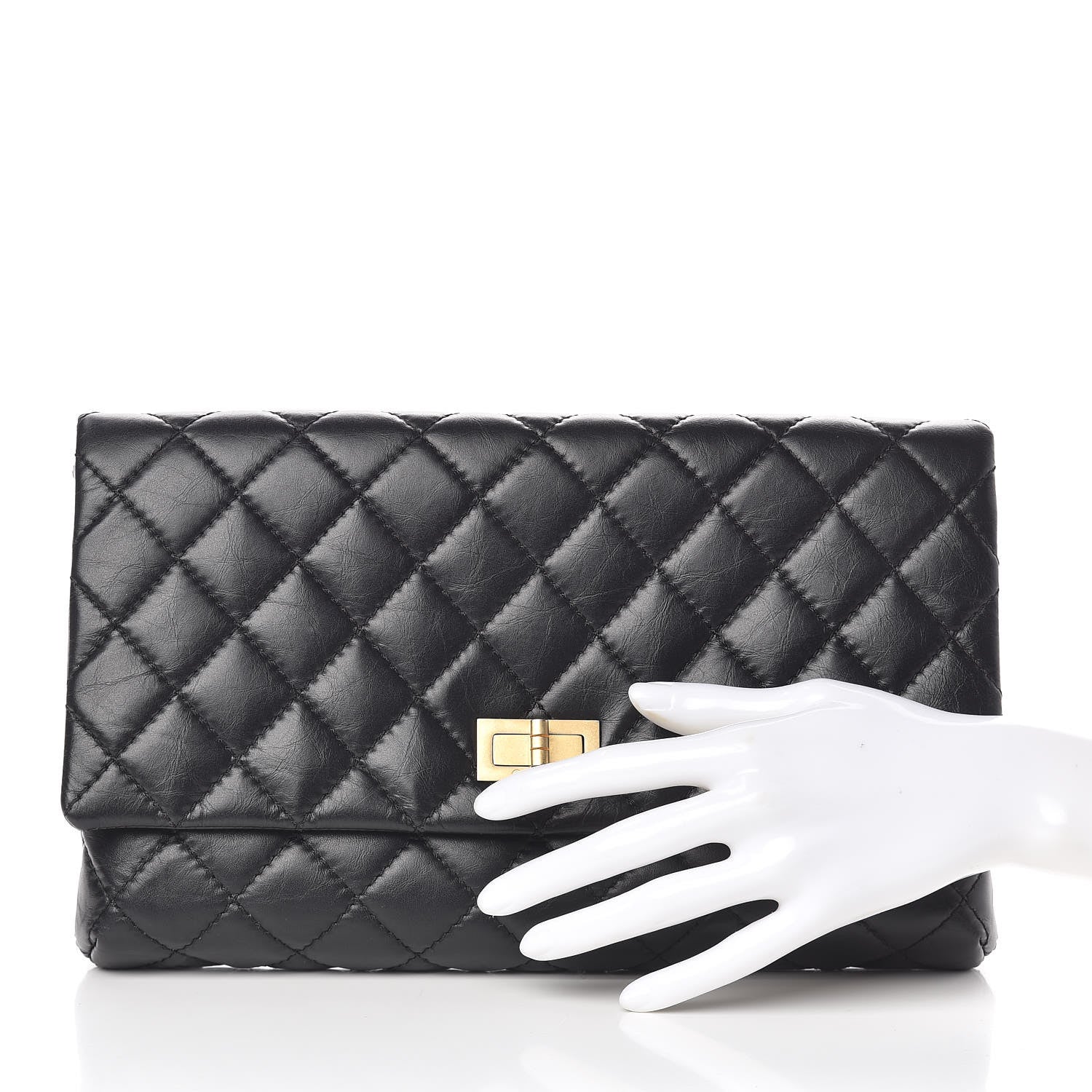 Chanel Aged Calfskin Quilted Reissue 2.55 Clutch Black 2 of 7