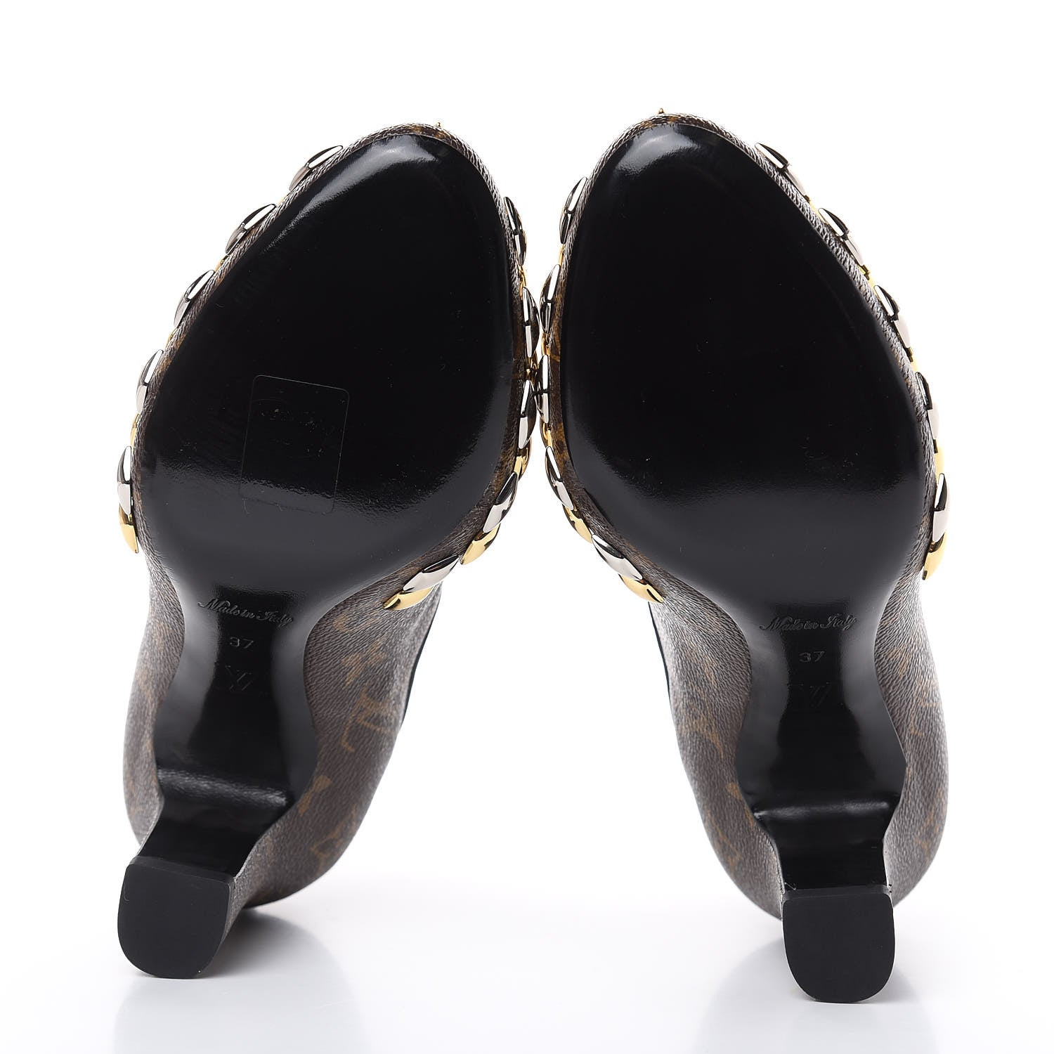 Louis Vuitton Monogram Gold Rush Studded Uniformes Cap Toe Chelsea 75mm Ankle Boots 37 5 of 9