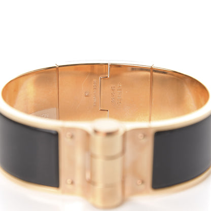 Hermes Enamel Charniere Uni Wide Hinged Bracelet M Black 3 of 4