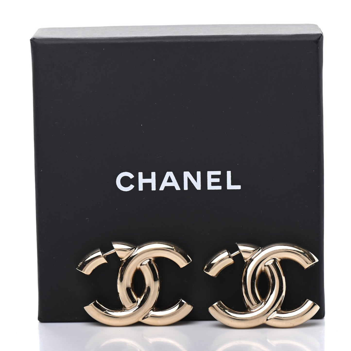 Metal Large CC Earrings Light Gold
