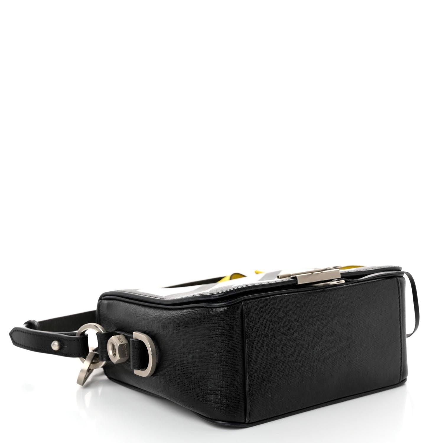 Off-White Calfskin Diag Flap Bag Black White 4 of 9