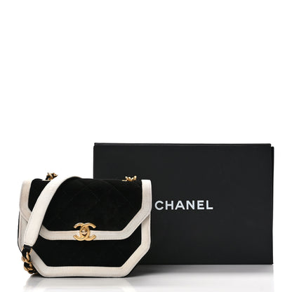 Chanel Velvet Quilted Mini Place Vendome Flap Black White 12 of 12
