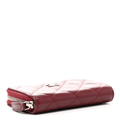 Chanel Lambskin Quilted Zip Around Coin Purse Wallet Burgundy 4 of 8