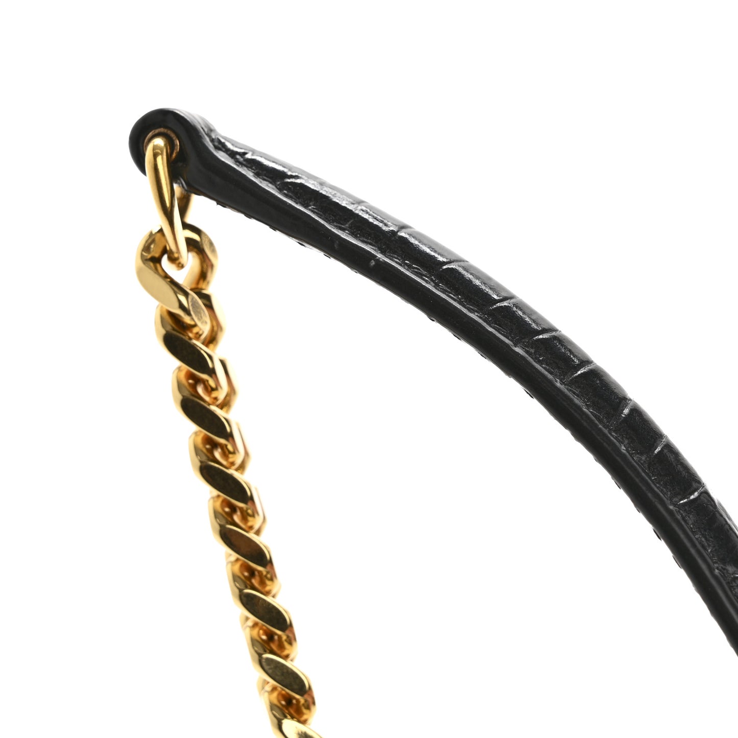 Calfskin Crocodile Embossed Medium Monogram Sunset Black